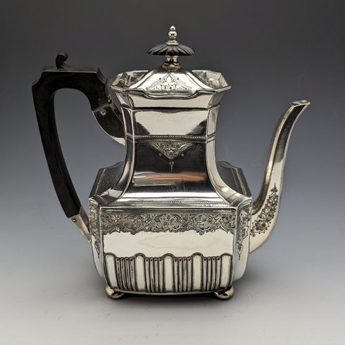 1900 年左右英國古董不列顛金屬茶具 4 件套 Walker 和 Hall